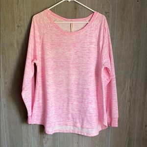 Ladies Pink & Cream Long Sleeve Shirt Lightweight Sweatshirt XL